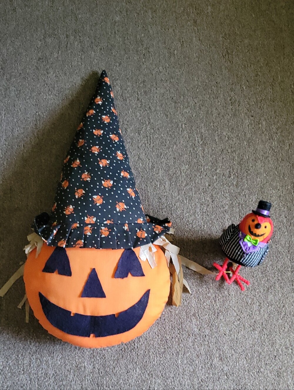 Halloween Soft Pillow Jacko-Lantern Witch Wall Hanging & Tabletop Decor
